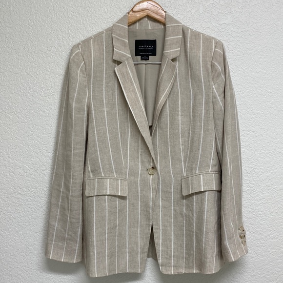 Sanctuary Striped Linen Blazer Medium - Picture 1 of 10